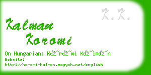 kalman koromi business card